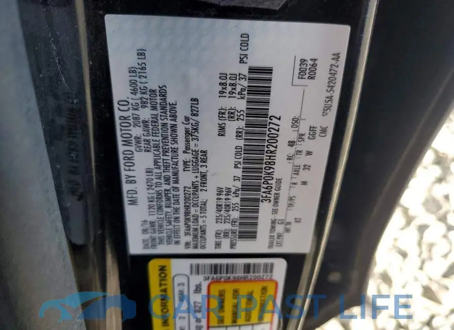 3FA6P0K98HR200272# 12