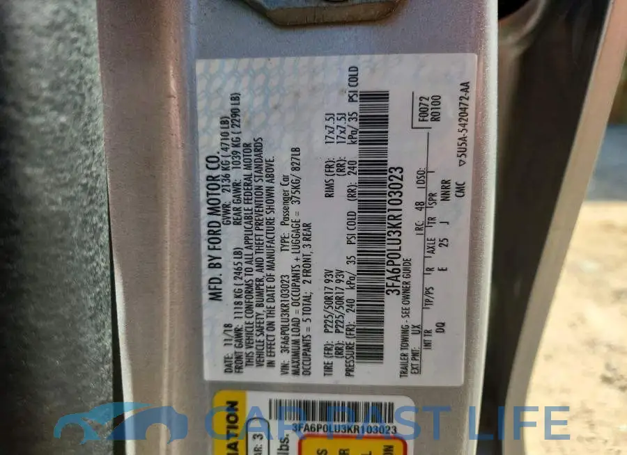 3FA6P0LU3KR103023# 12