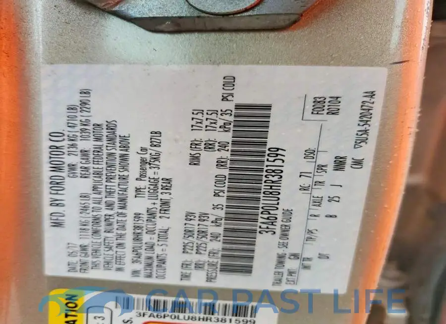 3FA6P0LU8HR381599# 12