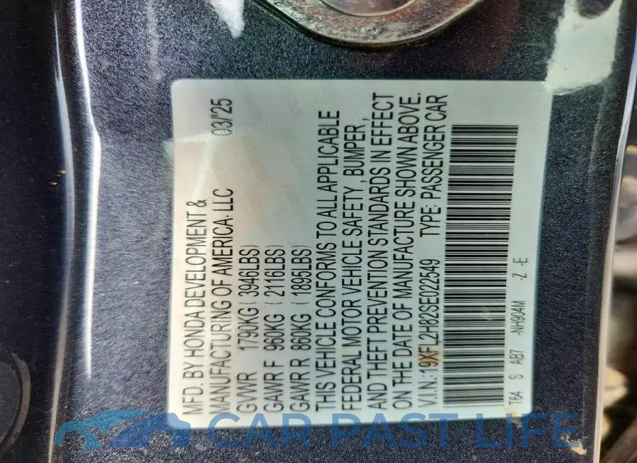 19XFL2H82SE022549# 12
