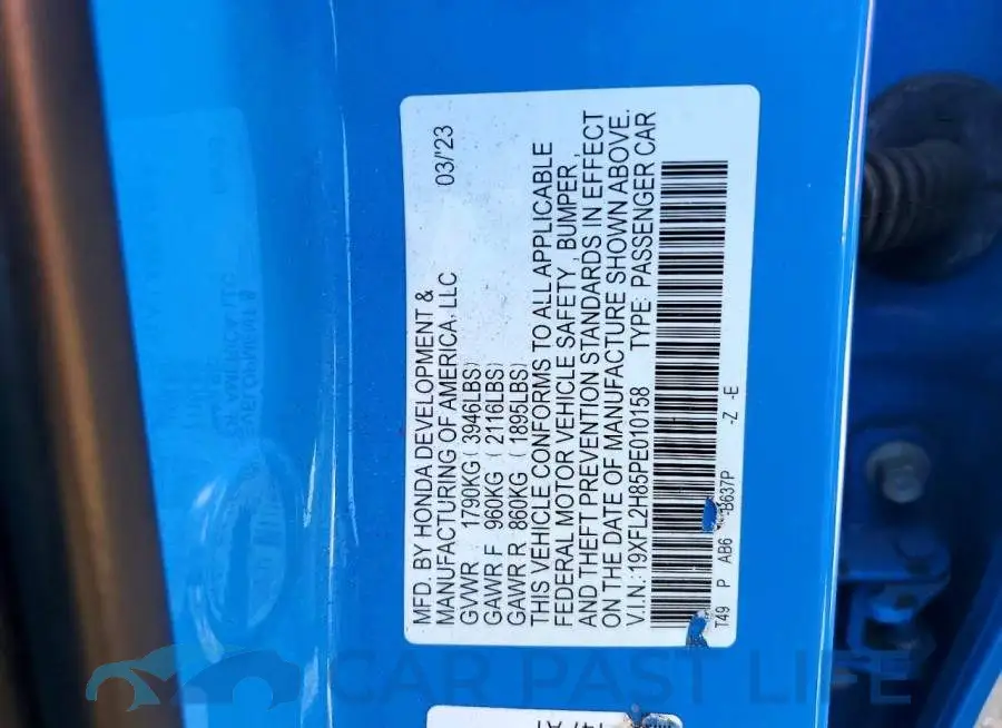 19XFL2H85PE010158# 12