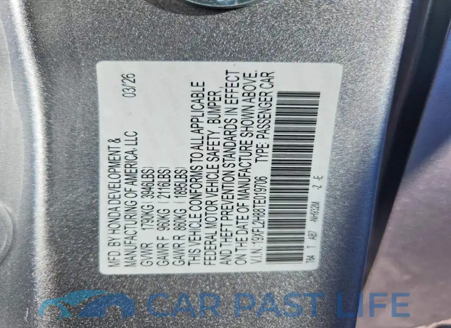 19XFL2H88TE019706# 13