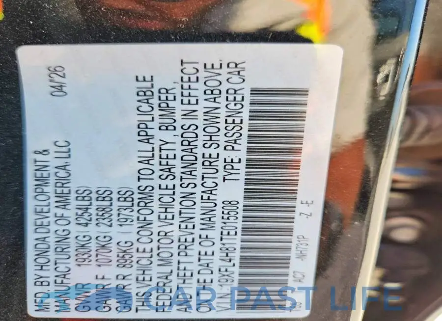 19XFL4H81TE015508# 12