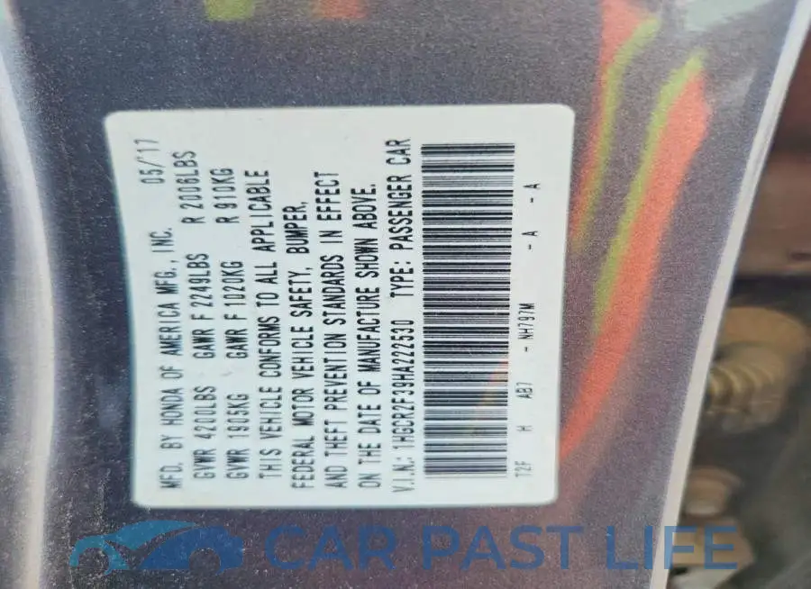1HGCR2F39HA222530# 13