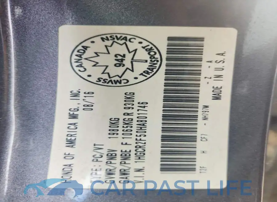 1HGCR2F50HA801746# 12