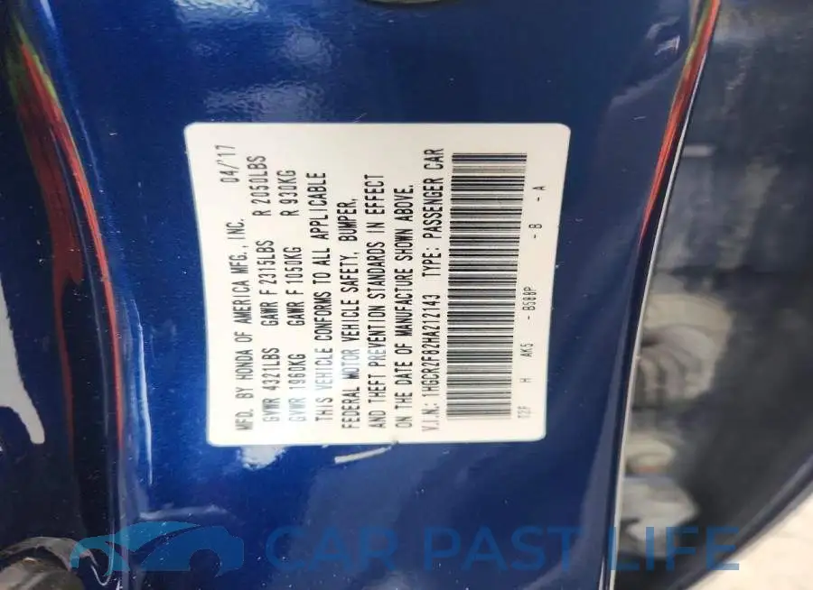 1HGCR2F82HA212143# 13