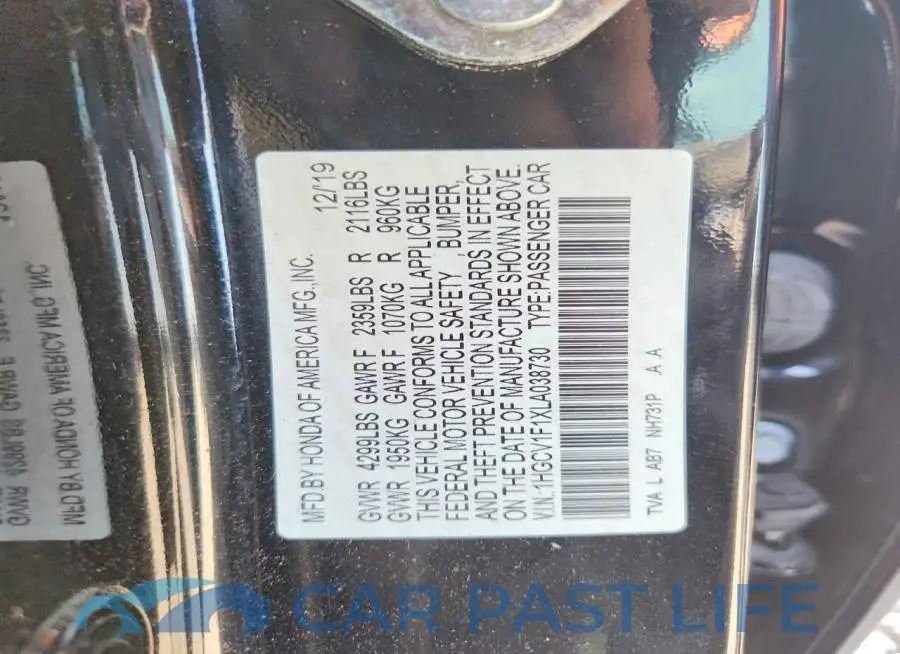 1HGCV1F1XLA038730# 12