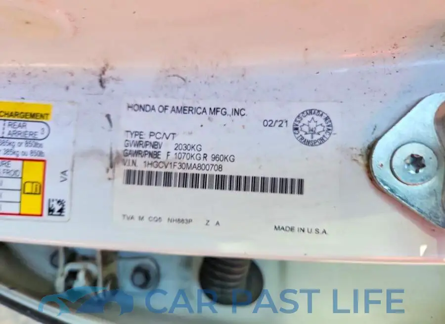 1HGCV1F30MA800708# 12