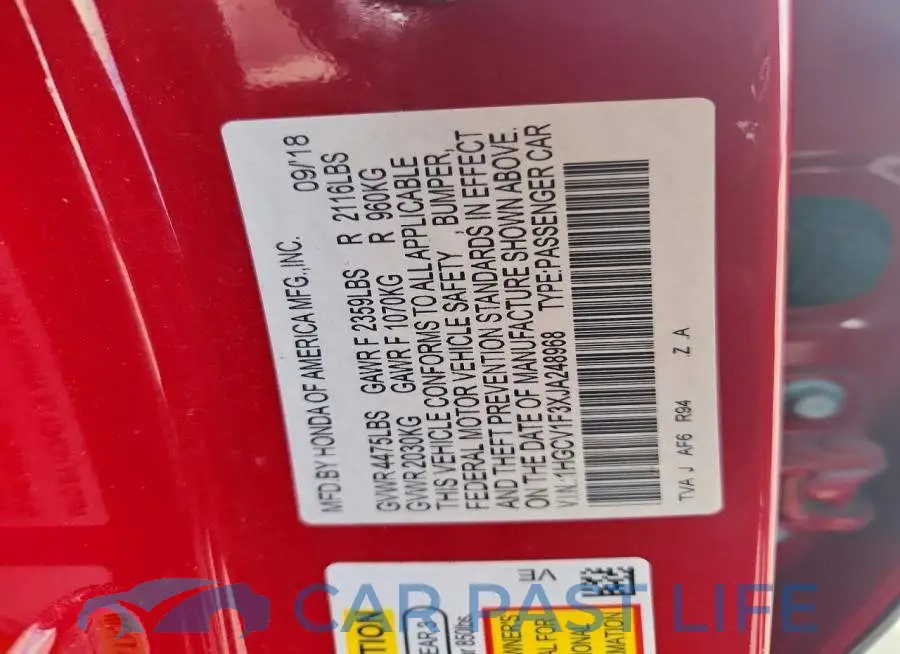 1HGCV1F3XJA248968# 13