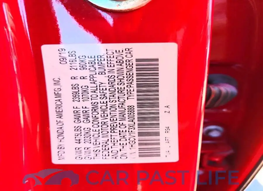 1HGCV1F3XLA005888# 12
