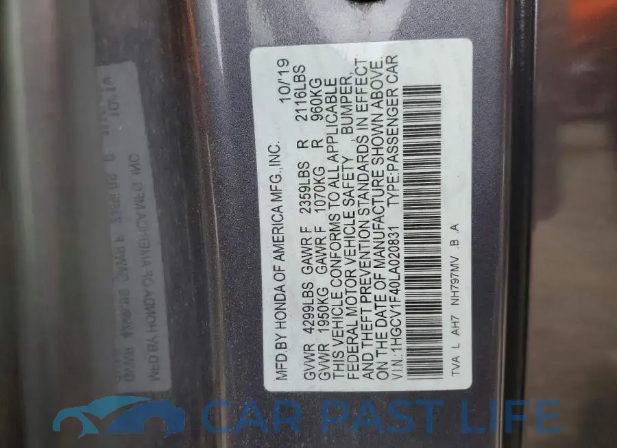 1HGCV1F40LA020831# 12