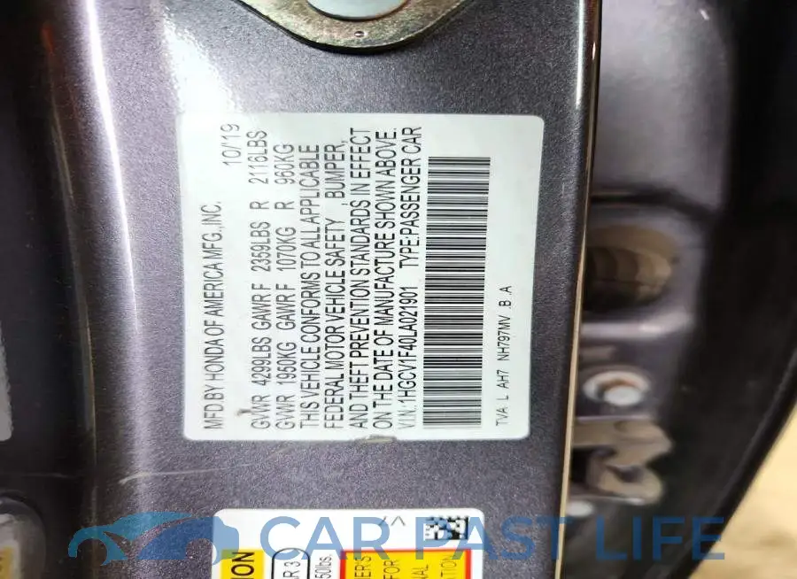 1HGCV1F40LA021901# 12