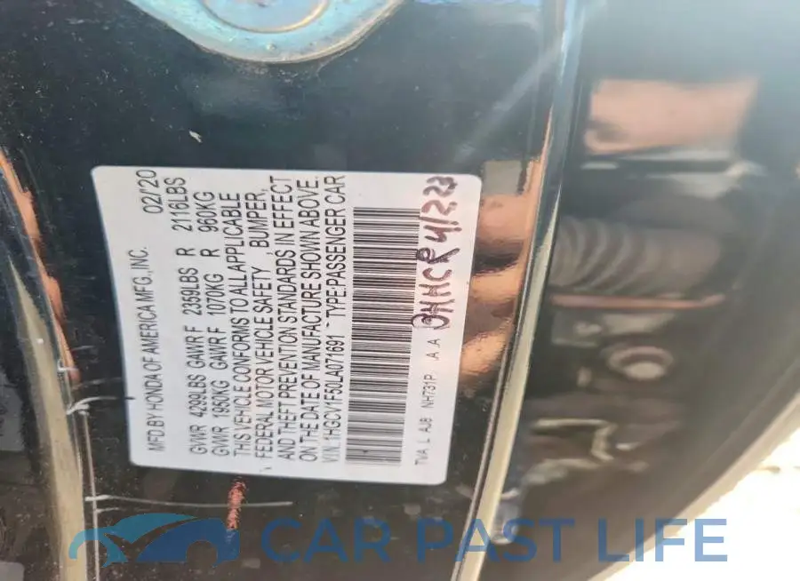 1HGCV1F50LA071691# 12