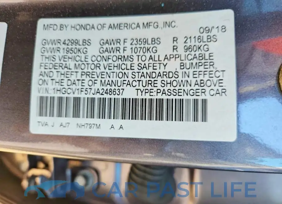 1HGCV1F57JA248637# 12