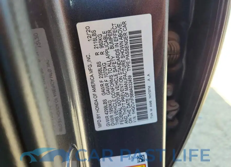 1HGCV1F58MA032459# 12