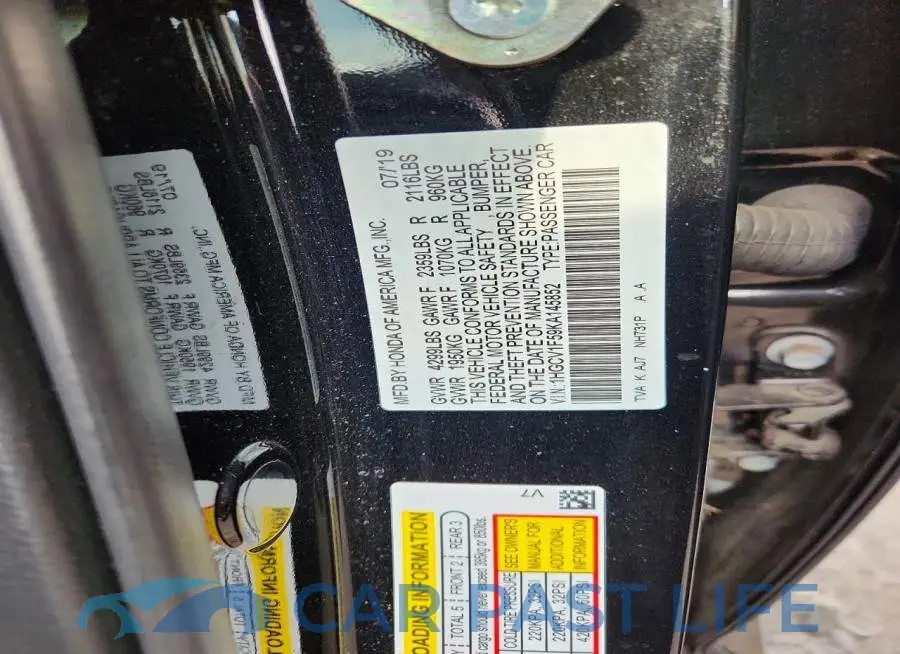 1HGCV1F59KA145852# 12