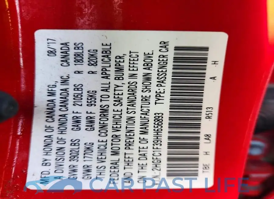 2HGFC1F39HH656893# 12