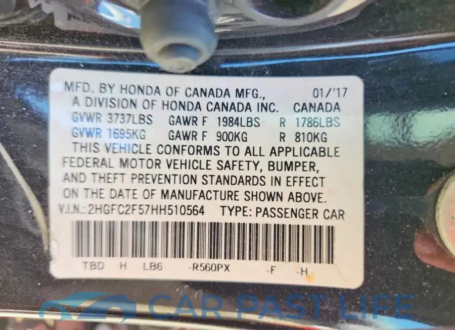 2HGFC2F57HH510564# 13