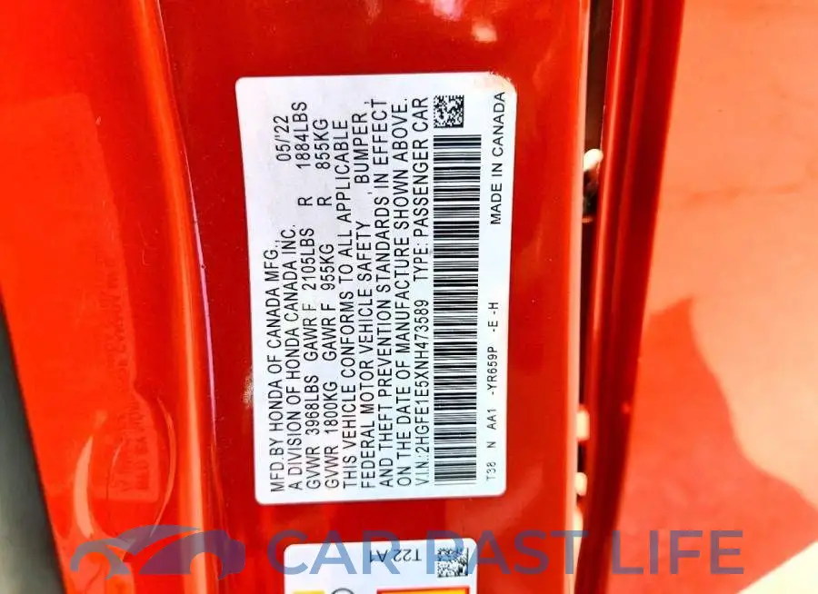2HGFE1E5XNH473589# 12