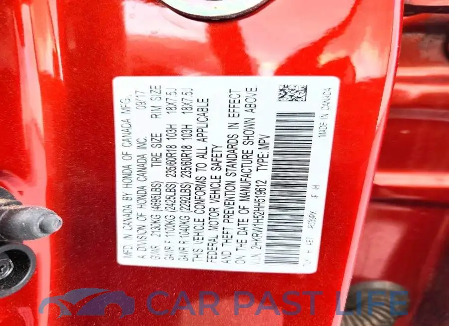 2HKRW1H52HH519612# 13