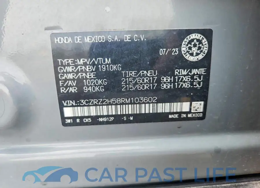 3CZRZ2H58RM103602# 12