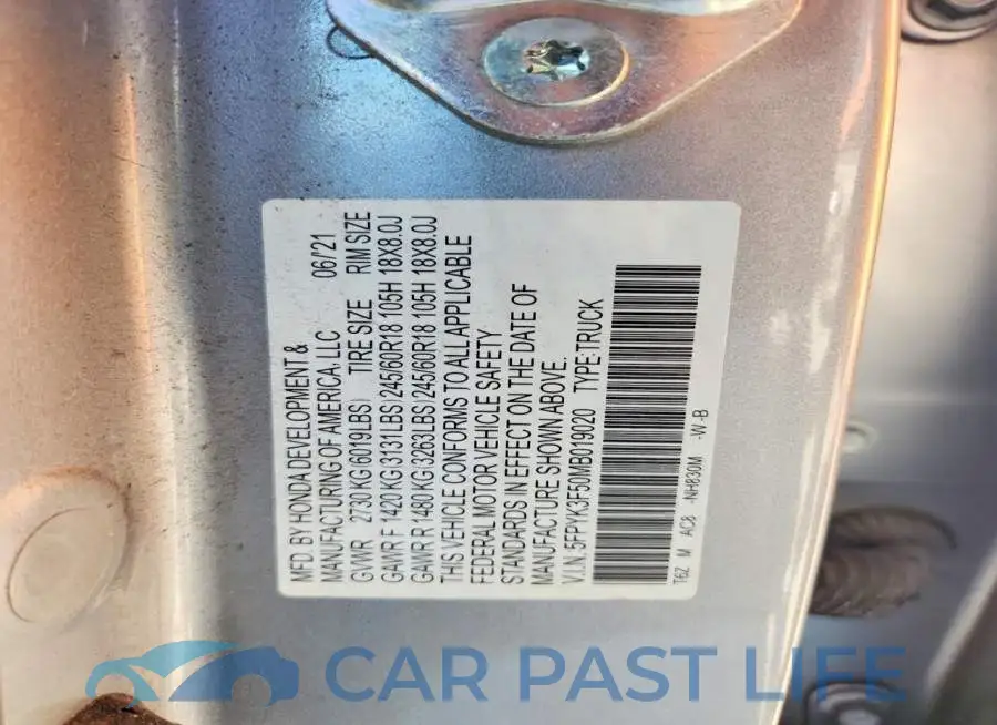 5FPYK3F50MB019020# 12