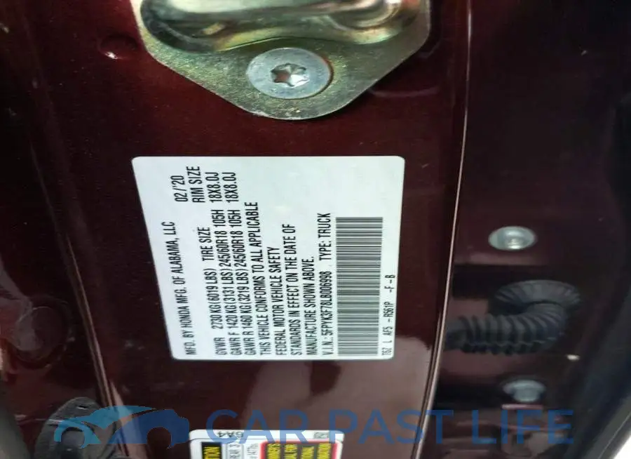 5FPYK3F78LB006998# 12