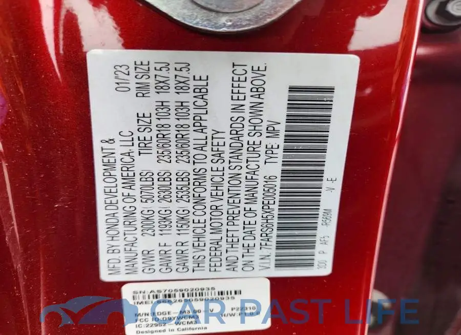 7FARS6H5XPE005016# 13