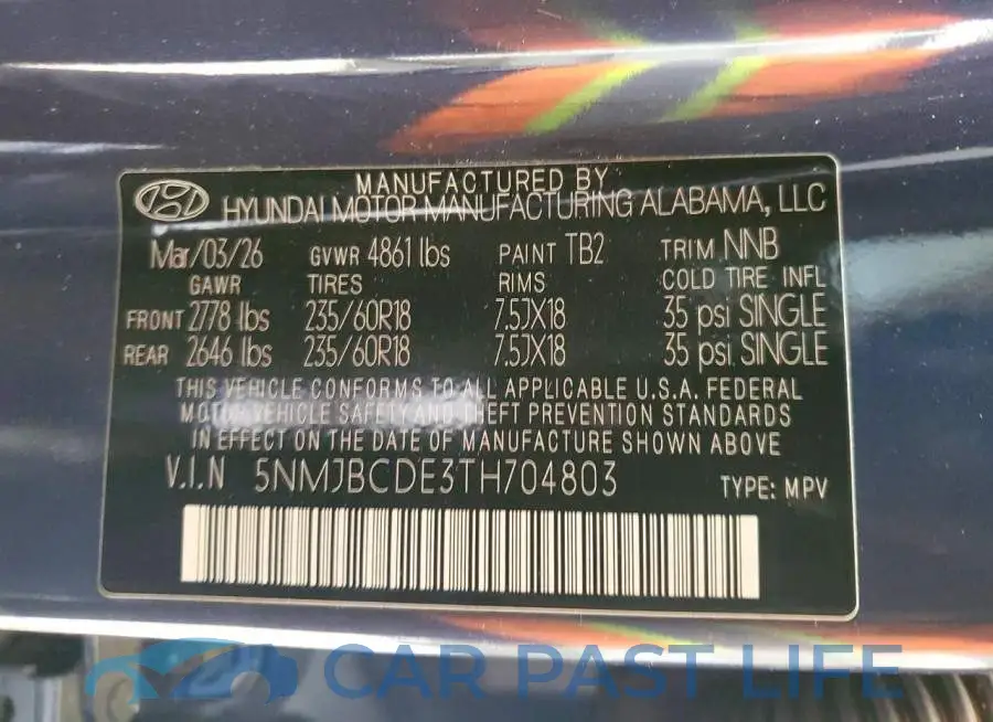 5NMJBCDE3TH704803# 14