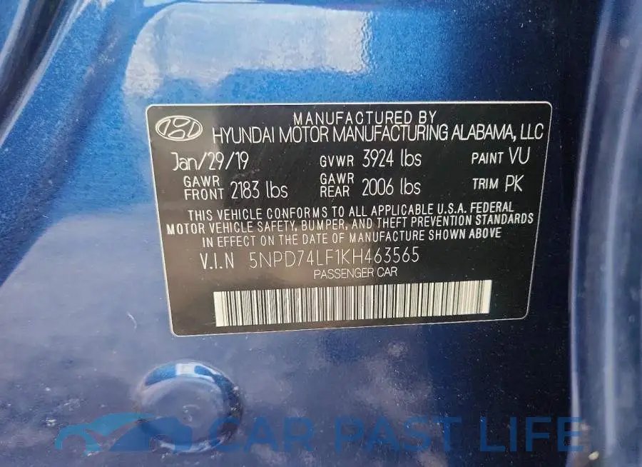 5NPD74LF1KH463565# 12
