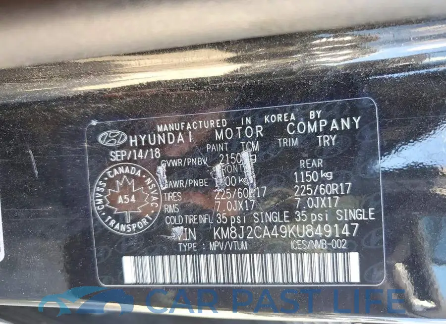 KM8J2CA49KU849147# 13
