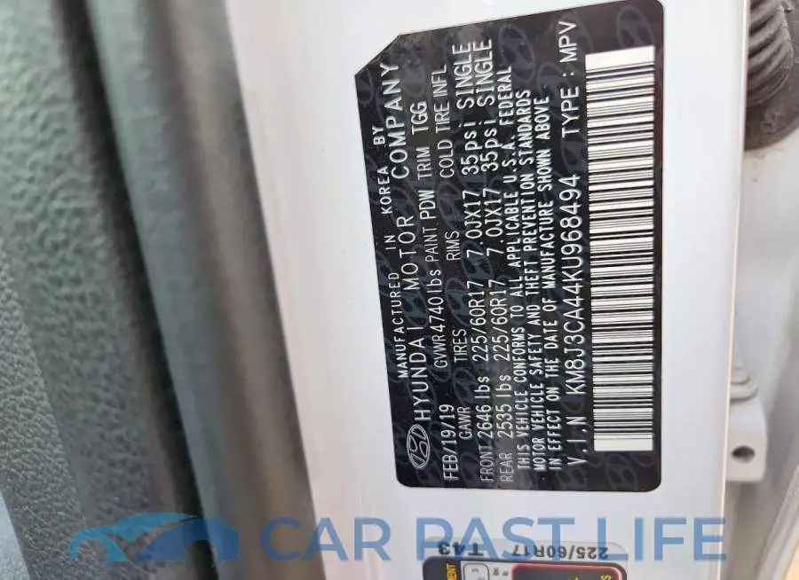 KM8J3CA44KU968494# 13