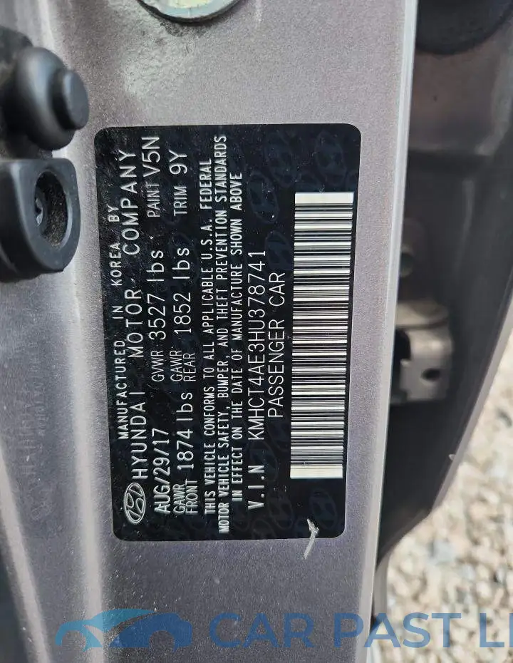KMHCT4AE3HU378741# 12