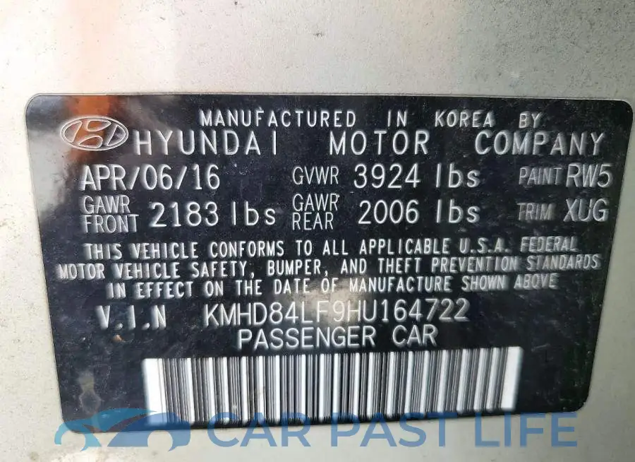KMHD84LF9HU164722# 12