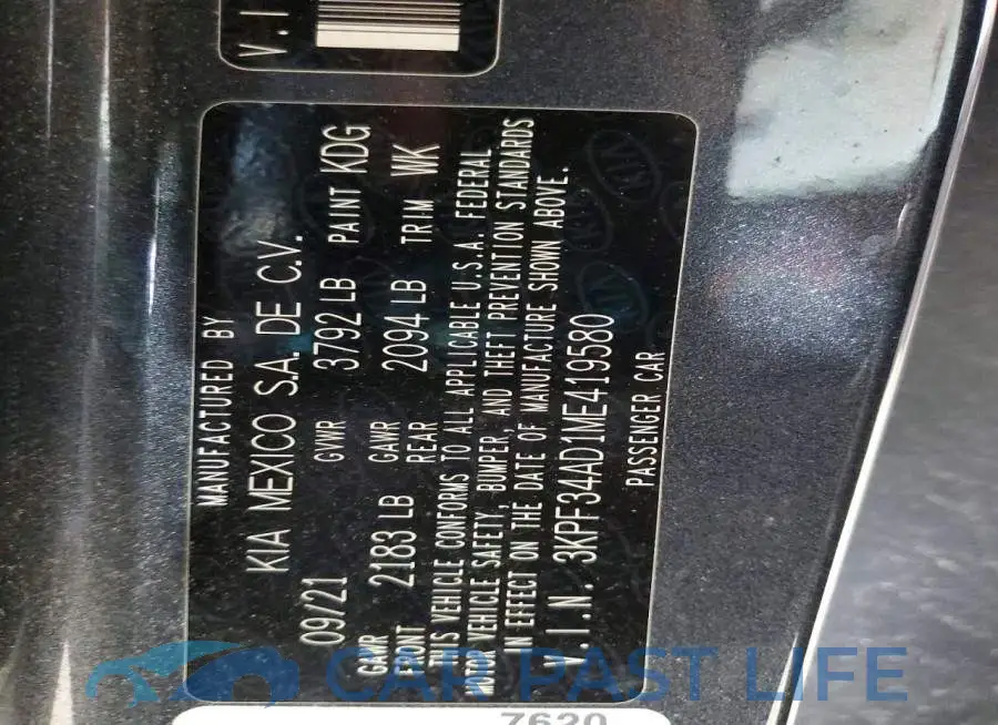 3KPF34AD1ME419580# 12