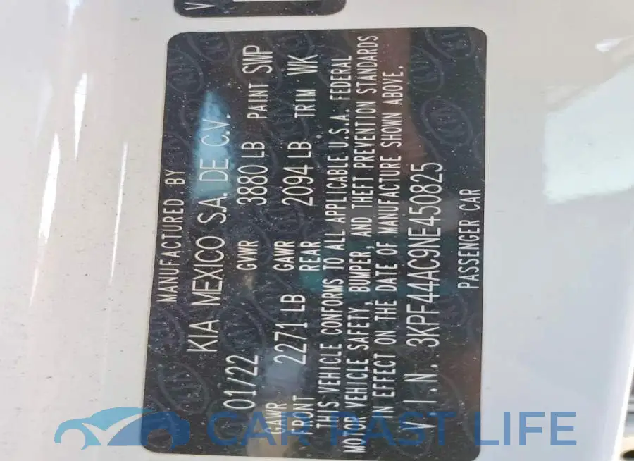 3KPF44AC9NE450825# 12