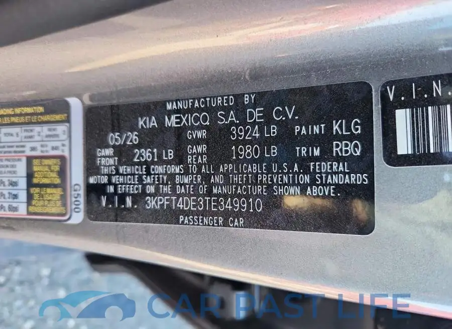 3KPFT4DE3TE349910# 12