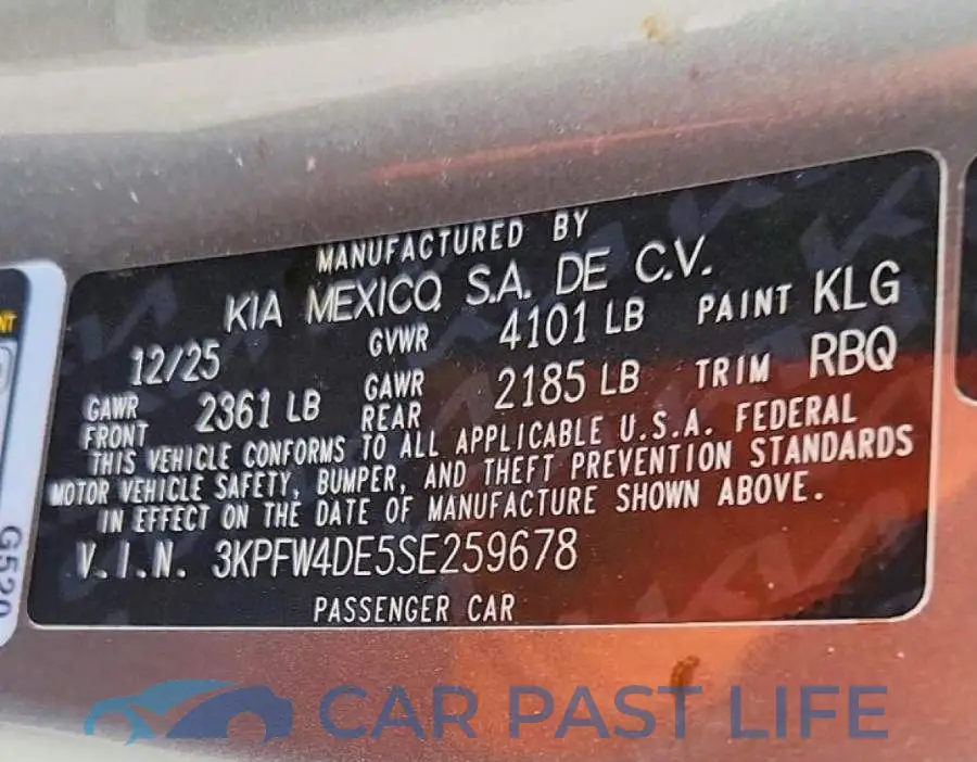 3KPFW4DE5SE259678# 12