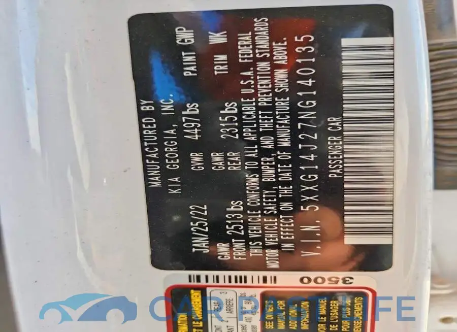 5XXG14J27NG140135# 13