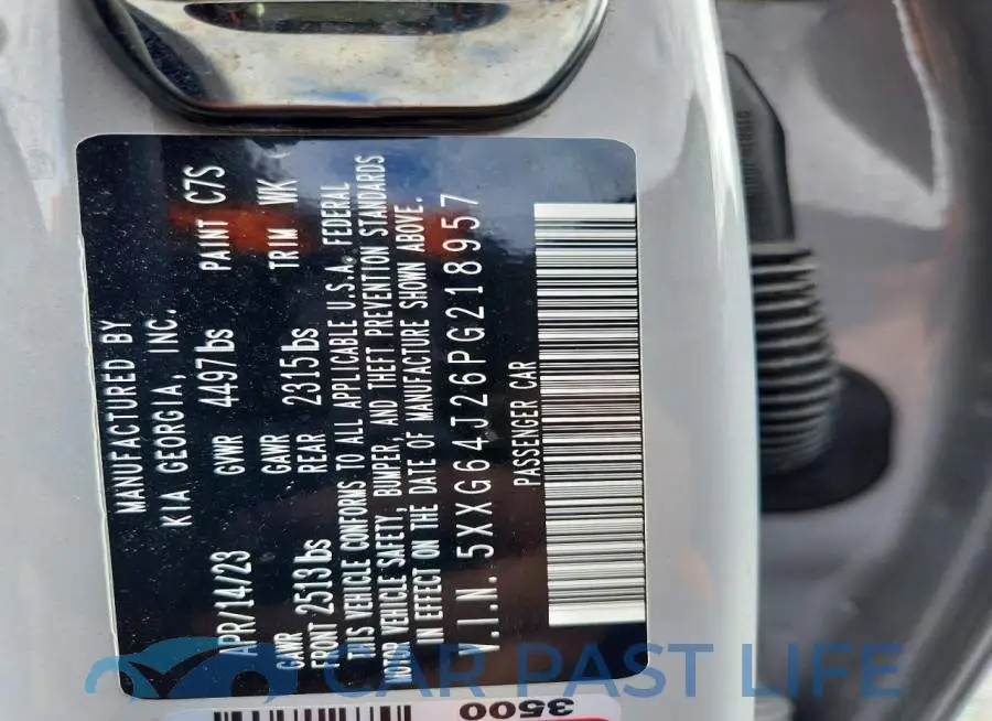 5XXG64J26PG218957# 13