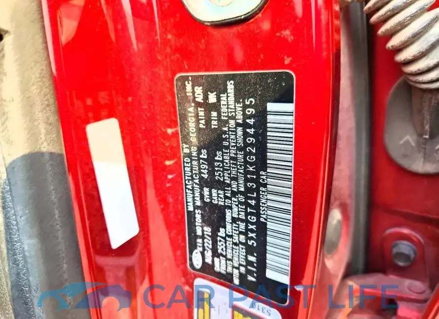 5XXGT4L31KG294495# 12