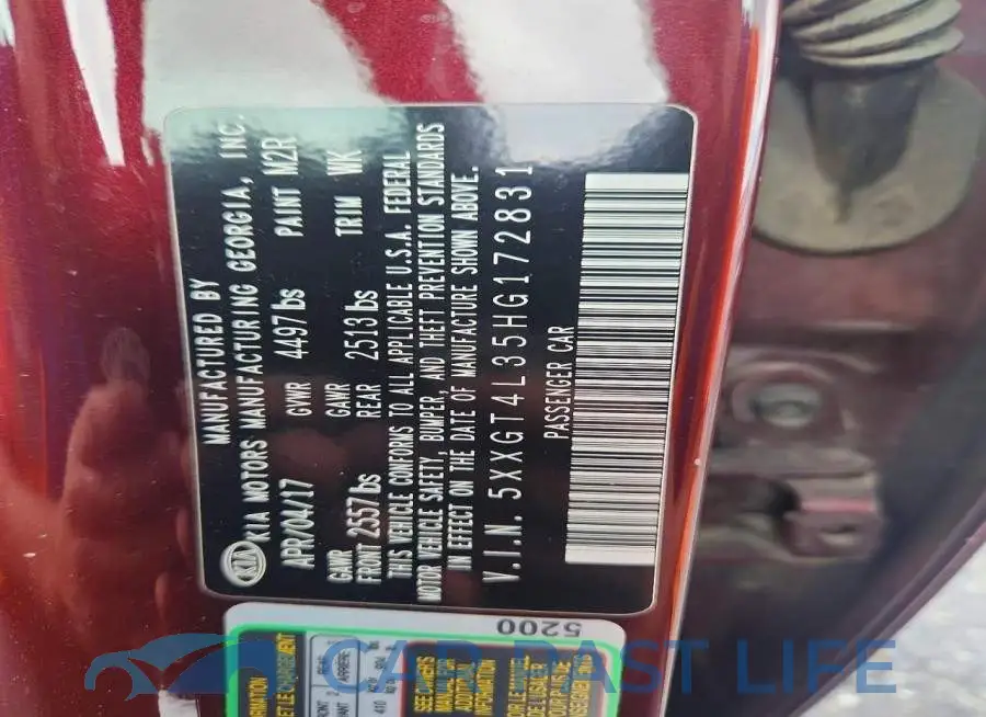 5XXGT4L35HG172831# 13