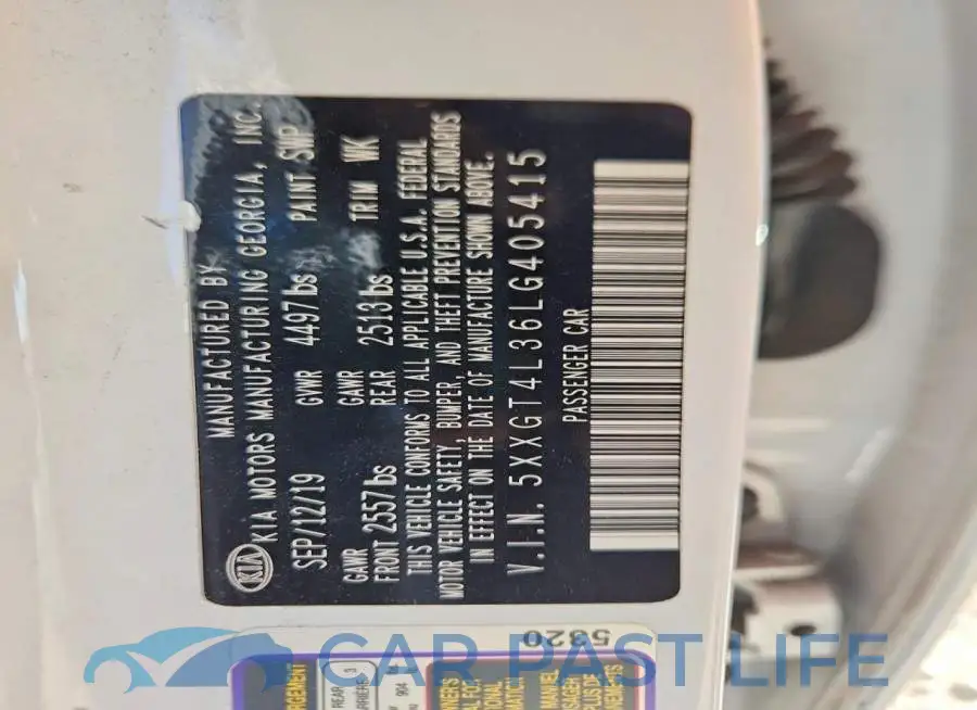 5XXGT4L36LG405415# 12