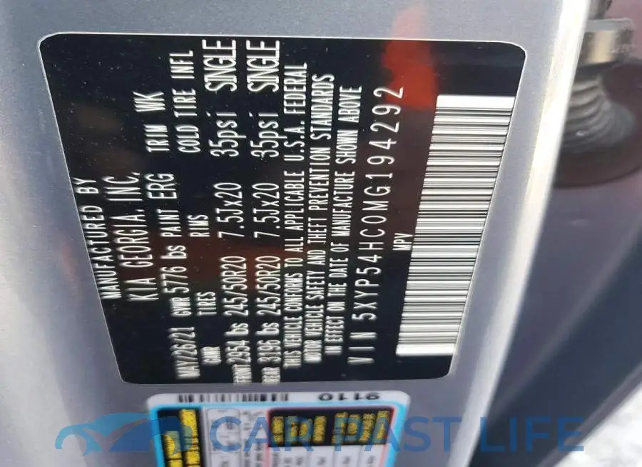 5XYP54HC0MG194292# 13