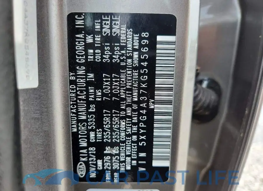 5XYPG4A37KG545698# 13