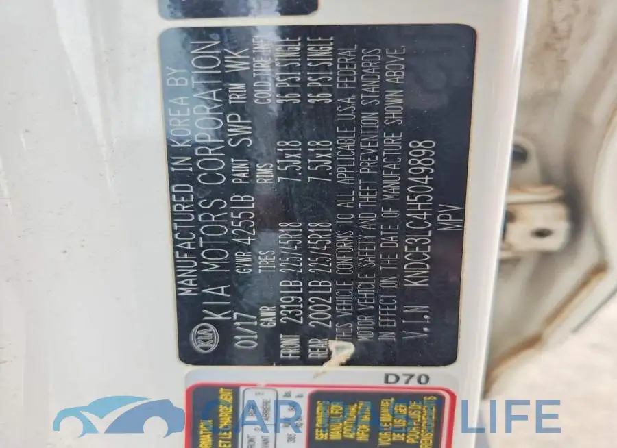 KNDCE3LC4H5049898# 13