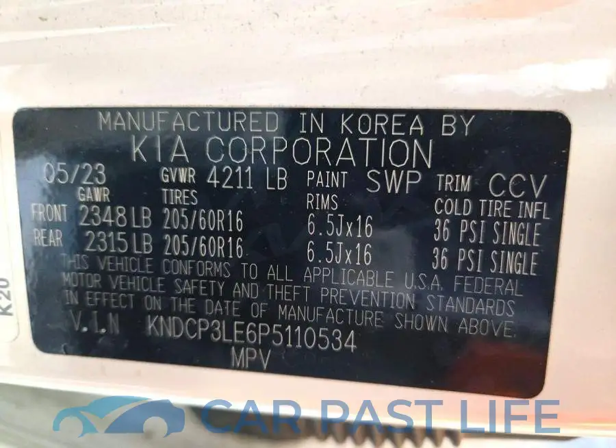 KNDCP3LE6P5110534# 13