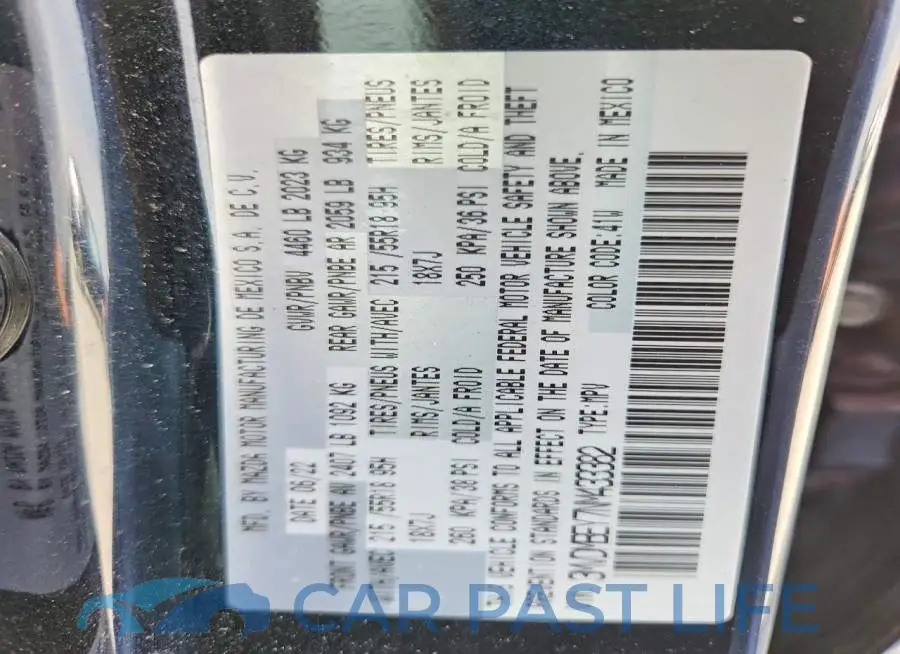 3MVDMBEY7NM433382# 12