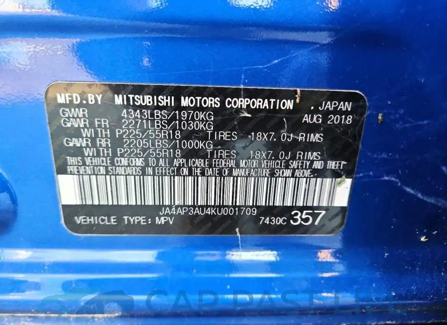 JA4AP3AU4KU001709# 12