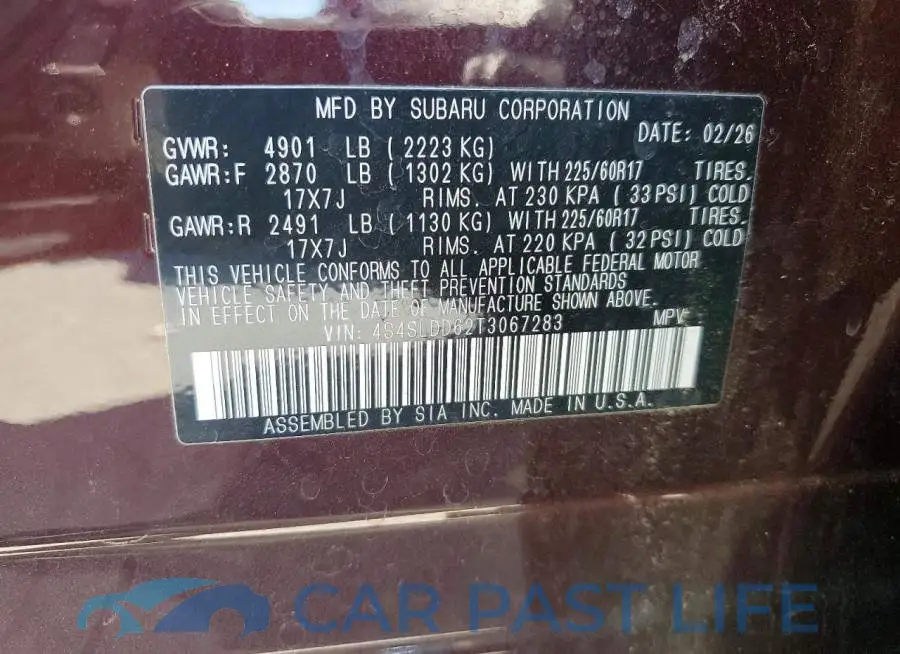 4S4SLDD62T3067283# 13